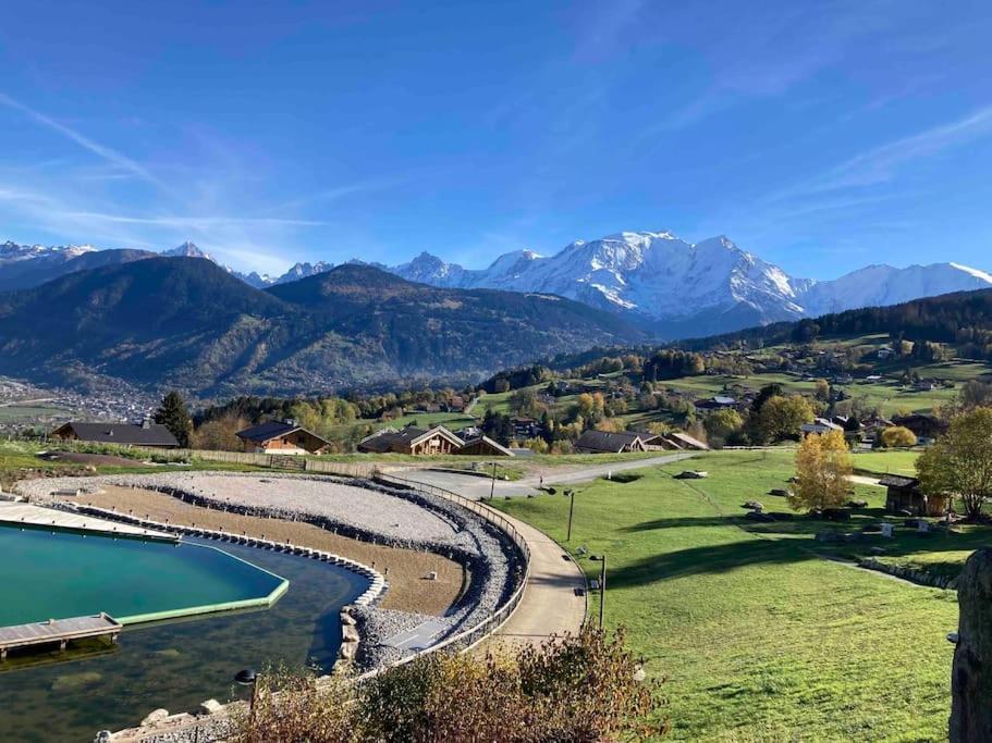 Appartement La Marmotte: Vue Mont Blanc, Terrasse, Parking à Combloux Extérieur photo